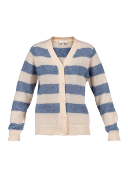 Blue Adele Merino/Mohair Cardigan Knit Ashley Blue/Ecru - Blue Sportswear