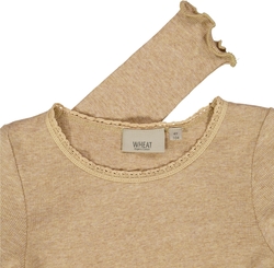 Wheat Rib T-Shirt Lace Sand Melange - Wheat