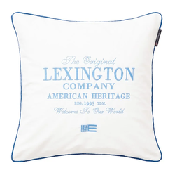 Putetrekk Med Lexington Logo I Tvill 50x50 White/Blue - Lexington