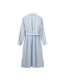 Korina Striped Linen Dress Cashmere Blue - Mos Mosh