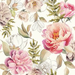 Napkin Peonies Composition Cream, 33x33cm 20stk ikke relevant - Ambiente