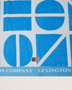 Strandhåndkle grafisk velur 100x180cm Blue/White - Lexington