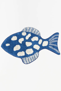 Baderomsmatte Fisk 91x61  blå - Nauticalia 