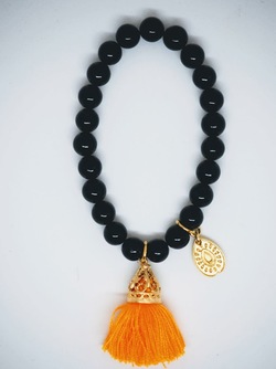 Gold Tassel Drop Bracelet Black Mango - Isle&Tribe