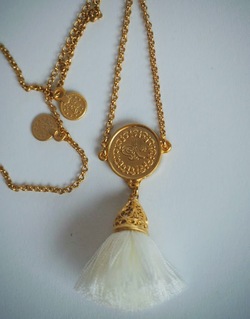 Gold Tassel Necklace long Ivory - Isle&Tribe