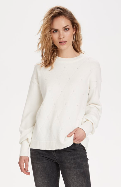 KAFFE - STRIKKET PULLOVER Hvit - Kaffe Clothing