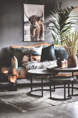 Sofabord rund svart tre metall s/3 Trend Design Svart - Trend Design