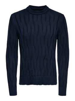 Willet Life Cable Crew Neck Knit  DARK NAVY - Only and sons