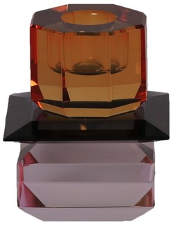 krystall lysestake  amber/svart/rosa - Lykkehjørnet
