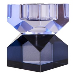 krystall lysestake 8,5x6x6 cm blå - Lykkehjørnet