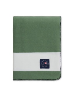Irregular Striped Recycled Polyester Fleece Throw, green/white 130x170 Grønn/hvit - Lexington