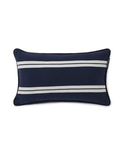 Small Side Striped Organic Cotton Twill Pillow  dark blue/white - Lexington