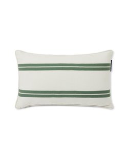 Small Side Striped Organic Cotton Twill Pillow white/green - Lexington