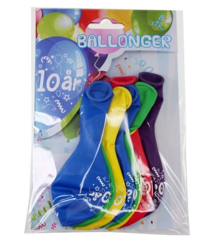 Ballongar 8pk 10år 10år farga - Tinka