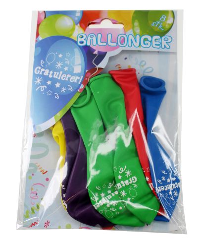 Ballongar 8pk Gratulerer