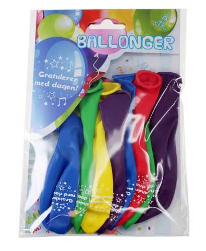Ballongar 8pk Gratulerer med dagen