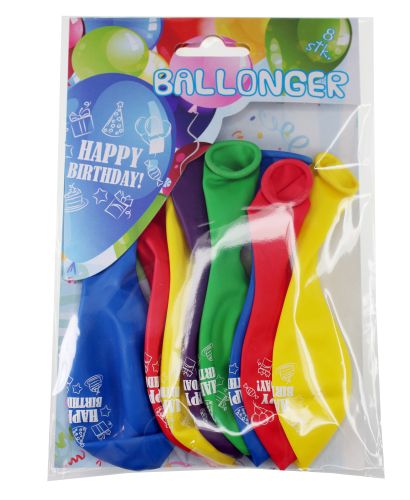 Ballongar 8pk Happy Birthday