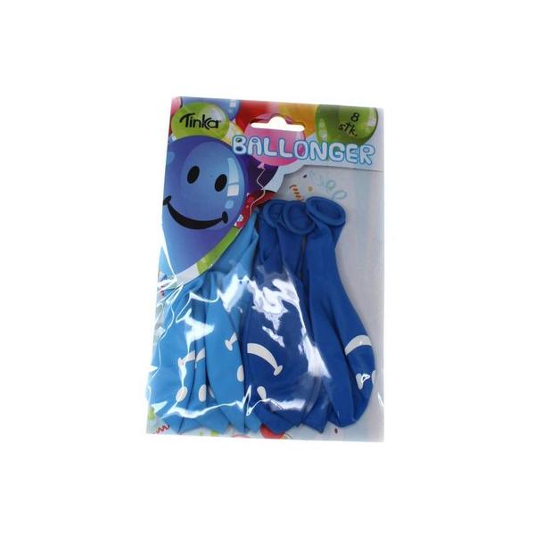 Ballongar 8pk Smiley blå