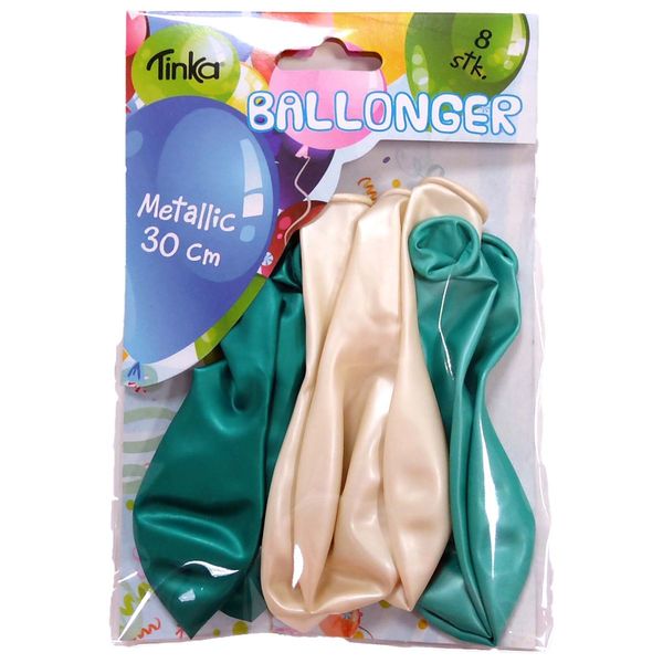Ballongar 8pk Grøn hvit metallic