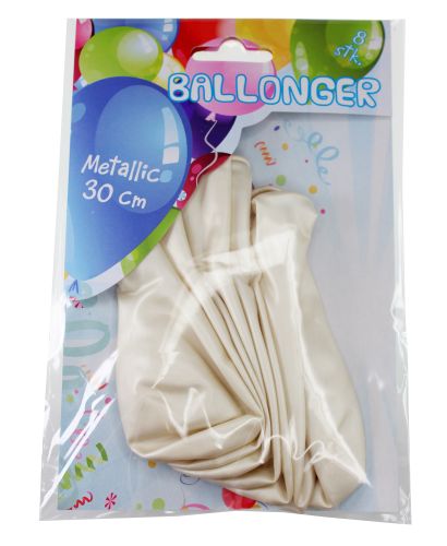 Ballongar 8pk Hvit metallic