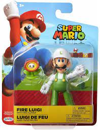 Super Mario Basic 4 inch Figure Fire Luigi - Super Mario