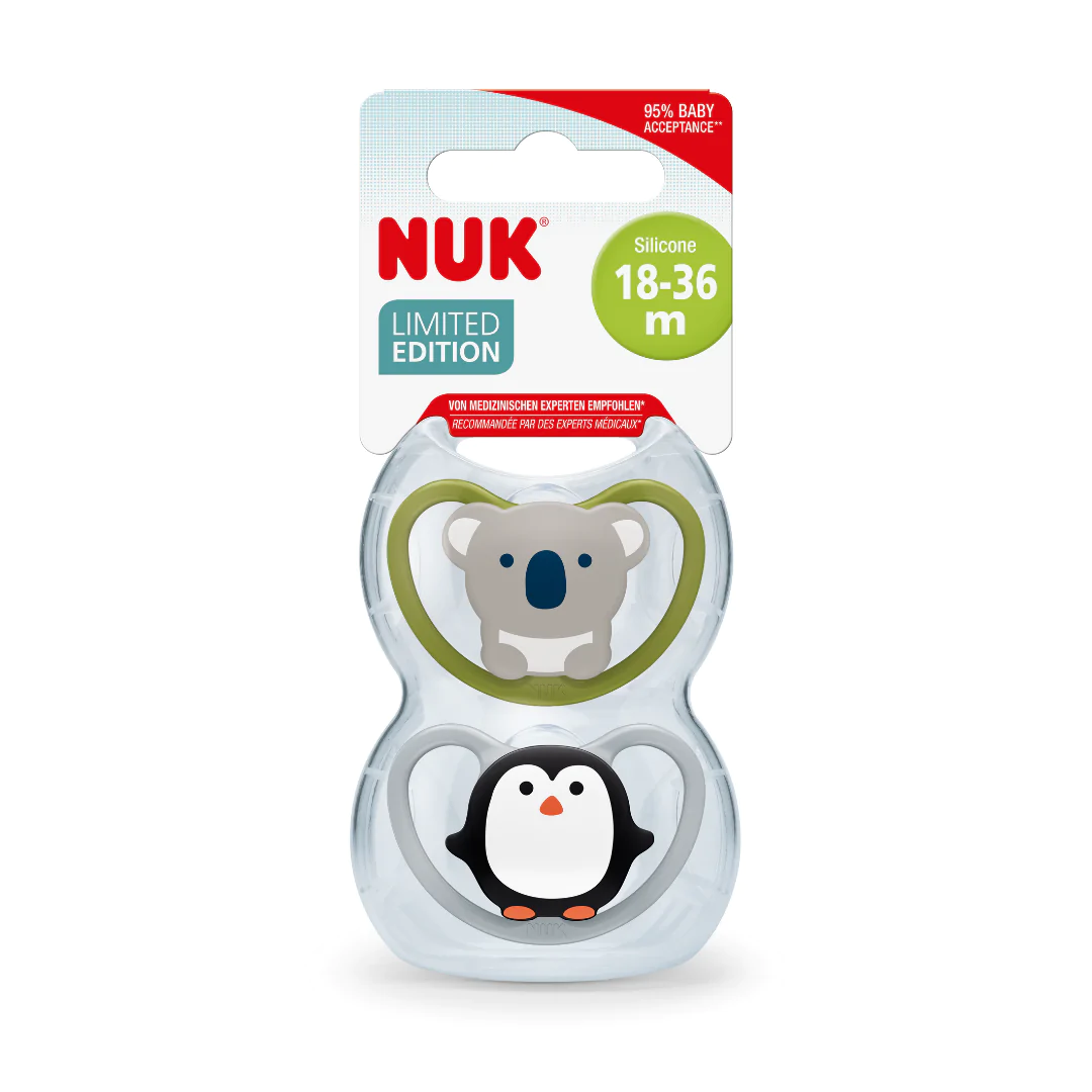 NUK Limited Edition 18-36 Måneder Smokk 2-pack Koala/pingvin - NUK