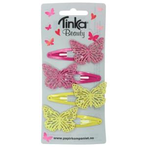 HÅRKLIPS MED SOMMERFUGLER 4 STK TINKA BEAUTY Rosa/gul - Tinka