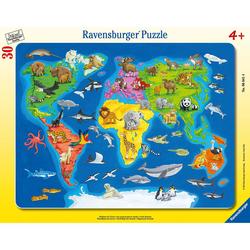 Ravensburger platepuslespel world map with animals world map with animals - Ravensburger