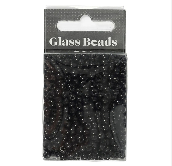 Rocaiperler sort, dia 4mm, str 6, hullstr 0,9-1,2mm - 25gram