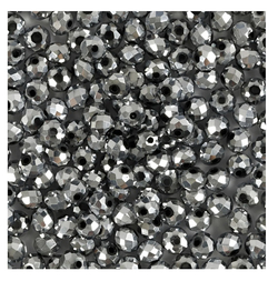 Facettperler metallic grey, str 3*4mm, hullstr 0,8mm - 100stk Metallic grey - Hobby
