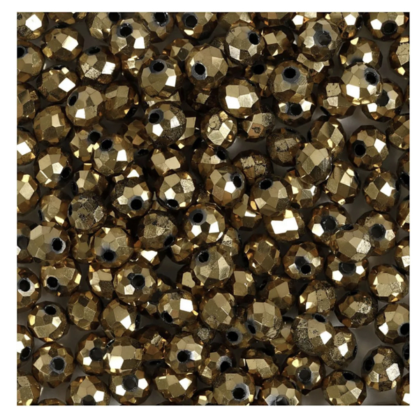 Facettperler metallic bronze, str 3*4mm, hullstr 0,8mm - 100stk