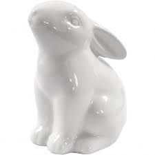 Hvit Hare i glassert keramikk Hvit - Påske