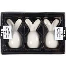 Hare Hvit i glassert keramikk 3stk (6,7cm høge) Hvit - Påske