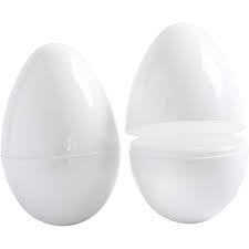 Plastikk Egg, hvite, kan åpnes, 12stk (8,8cm høge) Hvit - Påske