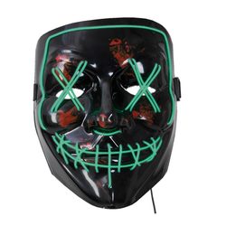 Horror maske LED - Grønn Grøn - Halloween