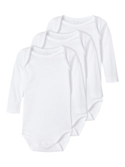 NBNBODY 3PK LS SOLID WHITE BRIGHT WHITE - Name It
