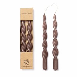 Twisted Candles 2stk i eske, 2,2x24cm Chocolate  - Edelweiss