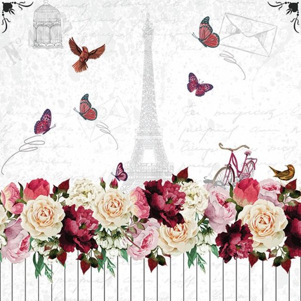 Napkin romantic paris, 33x33cm 20stk