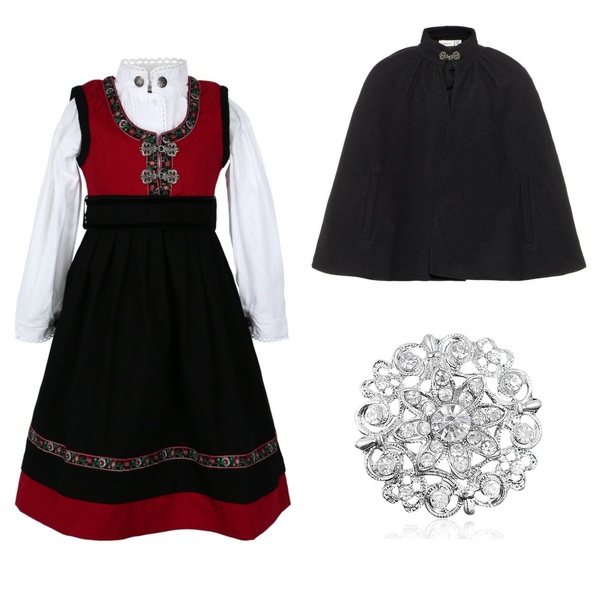 Festdrakt med cape og veske