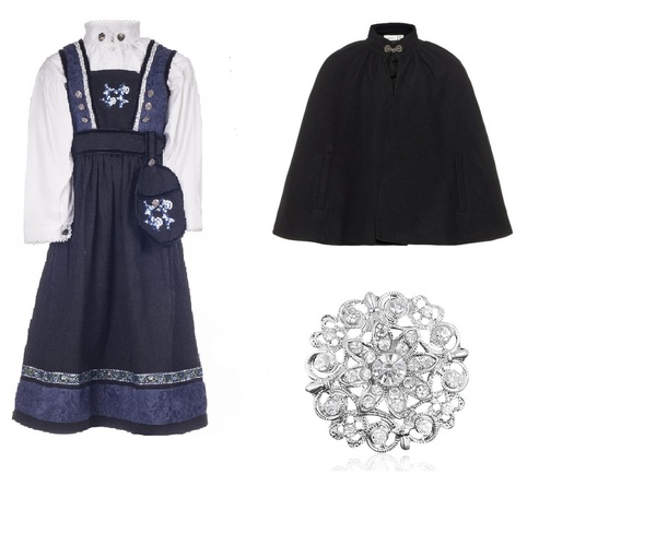 Festdrakt med cape og veske