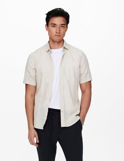 Caiden Linen shirt Beige - Only and sons