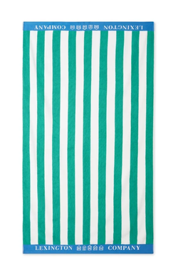 Striped Cotton Terry Beach Towel Green/White/Blue 100x180 ikke relevant - Lexington