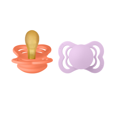 Bibs Smokk Supreme 2 Pack Natural Rubber Size 1 - Papaya / Violet Sky Papaya / Violet Sky - Bibs