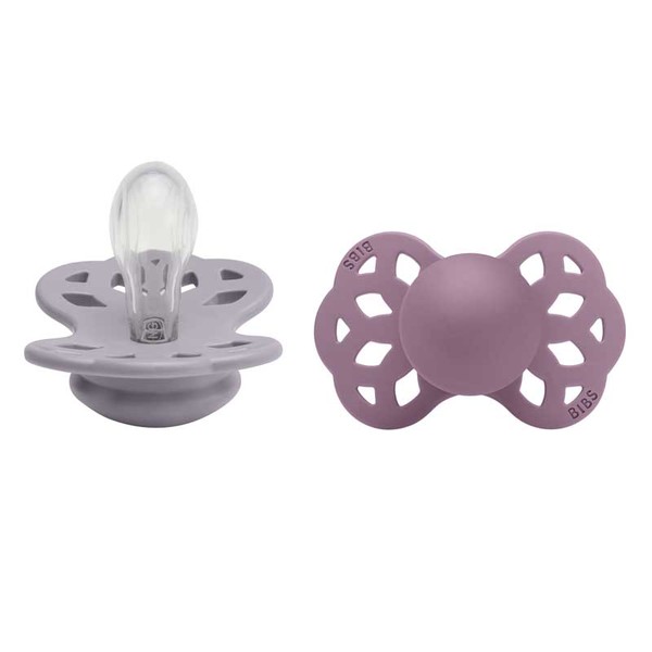 Bibs Smokk Infinity 2 Pack Silicone Size 1 - Fossil Grey / Mauve