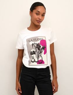 Helle T-shirt Hvit mønster - Kaffe Clothing