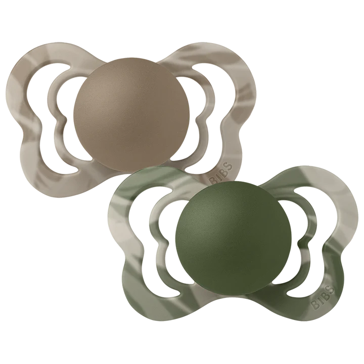 BIBS Couture 2pk tie dye camo/green mix - natural rubber latex - str 2