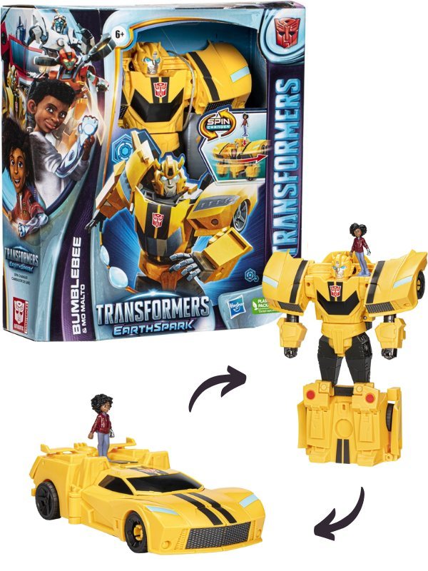 Transformers EarthSpark Spin Changer Bumblebee actionfigur med Mo Malto figur