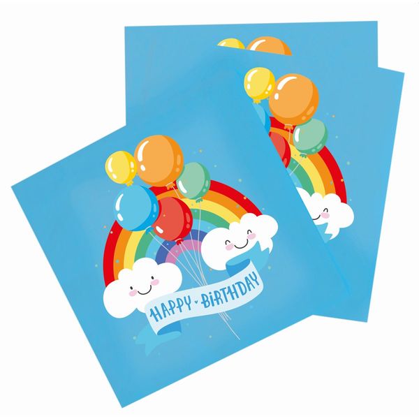 SERVIETT REGNBUE 20STK HAPPY BIRTHDAY