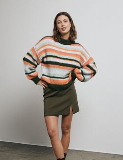 Patrisia knit pullover Orange/Green - A-view