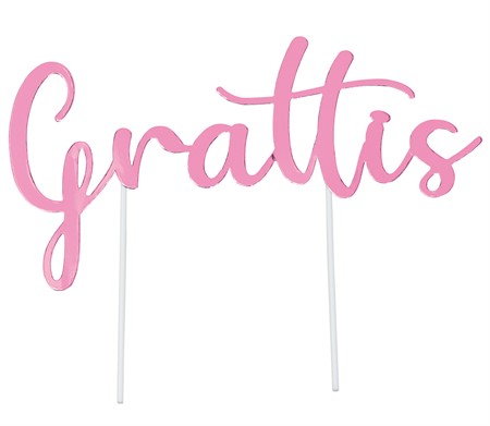 Kaketopp "grattis" lys rosa